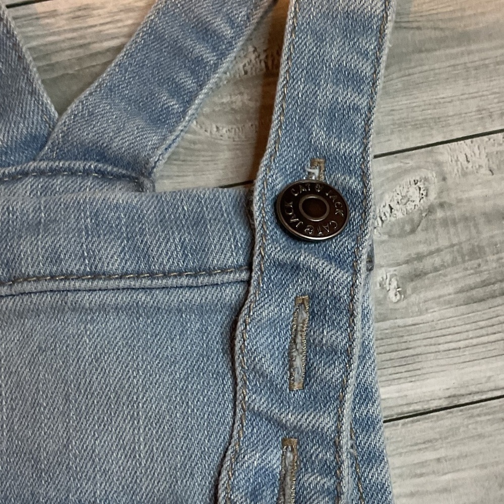 Denim Overalls Lace Trim light wash shorts girls - Picture 4 of 7